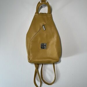 Valentina Italian Leather‎ Sling Backpack Golden Chartreuse